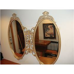 Estate Gold Gilt Very Ornate 2 Oval Mirror