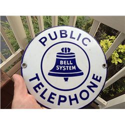 Antique Telephone Sign, Enameled