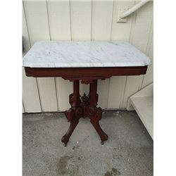 Walnut Eastlake Style Marble Top Table