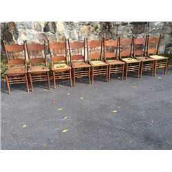 9 Oak Cained Chairs
