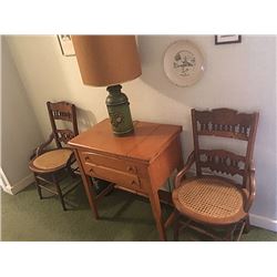 Vintage Chairs, Sewing Table, Lamp