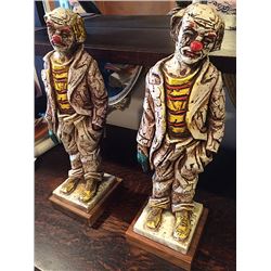 2 Hobo Clown Figurines