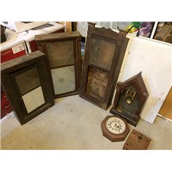 5 Clock Cases and Partial Wooden Works Movement