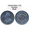 George V,  Silver Proof Restrike ½ Rupee,  1936