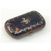 Image 1 : A tortoiseshell pique case, inlaid with silver and gold foliate motifs and gilt metal hinge clasp...