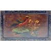 Image 1 : A collection of six 19th century lacquered bird of paradise panels, each painted with a different...