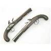 Image 1 : A pair of flintlock holster pistols by Edgson, with shaped barrels struck and stamped ‘Stamford’,...
