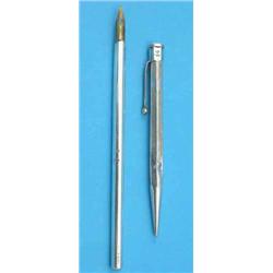 An Edwardian silver dip pen and a propelling pencil....