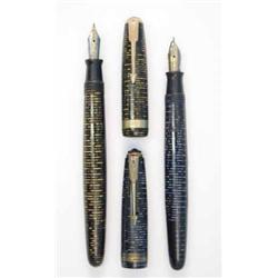 Two Parker blue diamond Vacumatics; brown and blue....