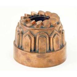 A late 19th century copper jelly mould, stamped with the shape number 355, 5.5 ins diam...