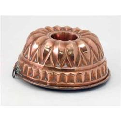 A 19th century copper mould, for possibly jelly or cakes, 10 ins...