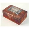Image 1 : An Art Nouveau hammered copper box, the domed lid inset with a hammered silver plaque of three ba...