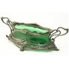 Image 1 : A WMF Art Nouveau silvered metal and green glass centrepiece, with scroll handles, 25ins...