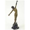 Image 1 : A French bronze female statuette, indistinctly signed Ouillon Carrere 1919, modelled on tiptoe be...