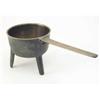 Image 1 : A 17th century cast bronze skillet, on tripod base with indistinct marks to handle, one foot a.f....