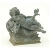 Image 1 : An 18th century bronze group, of a putto and fish on plinth base, 9 ins...