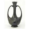 Image 1 : A Japanese bronze twin handled bottle vase, each handle meeting the body as a flowerhead, unmarke...