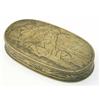 Image 1 : A late 19th century Dutch brass oval tobacco box, etched with scenes of mythological figures in h...