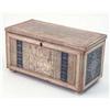 Image 1 : A Victorian rectangular pine box, with unusual painted and pen work decoration of classical form...