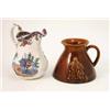 Image 1 : A Victorian ironstone jug printed and enamelled with ‘Swiss’ pattern (8in.) and a Bretby treacle-...