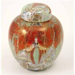 A Wilton Ware ginger jar and cover, printed, enamelled and gilded in a ‘fairyland’ style with mai...