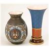 Image 1 : A Mettlach stoneware vase of oviform, crisply moulded and incised with formal roundels and leaf-s...