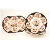 Image 1 : An eleven-piece Staffordshire pottery part dinner service, comprising seven soup plates, three di...
