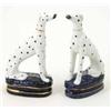 Image 1 : A pair of French porcelain dalmatians, each seated on oval, blue cushion base, one base cracked,...