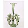 Image 1 : An Edwardian green glass epergne, composed of tall tapering trumpet vase and two rows of five sma...