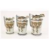 Image 1 : A set of three Victorian graduated ironstone jugs, octagonal tapering form printed and enamelled...