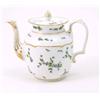 Image 1 : A French porcelain teapot, painted with restrained foliage in green and blue enamels and gilt, wi...