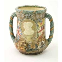 A Royal Doulton 1935 Jubilee loving cup, 592/1000, 10ins...