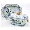 Image 1 : A Chien Lung polychrome boars head tureen, cover and stand, with dog finial and fence pattern dec...