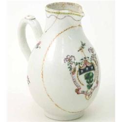 A Chinese Armorial sparrow beak jug, with motto ‘Veritas Premitur Non Opprimetur’, 4.5ins (cracke...