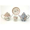 Image 1 : An 18th century Chinese export bullet teapot, painted with panels of ships in harbour, within a f...