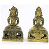 Image 1 : A near-pair of 19th century Sino-Tibetan gilt-bronze Buddhas, on pierced bases with concealed pra...
