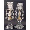 Image 1 : A pair of early 19th century cut glass and ormolu table lustres, with lustre drops pendant from s...