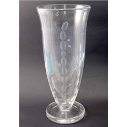 A Keith Murray ‘Cactus’ vase for Stevens & Williams, circa 1935, tall and tapering, deeply engrav...