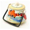 Image 1 : A Clarice Cliff ‘Solitude’ biscuit barrel and cover, a design of orange-leaf trees and stylised l...