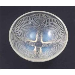 A Lalique opalescent glass ‘Coquilles’ bowl, a design of oyster shells, engraved mark R. Lalique,...