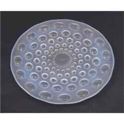 A Lalique opalescent glass ‘Asters’ platter, a design of beaded roundels radiating from centre, s...