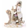 Image 1 : A 19th century Meissen comical monkey group, monkey seated upon the back of another, playing keyb...
