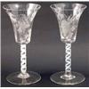 Image 1 : A set of five wine glasses, with bell bowl engraved with grapes and vines, on opaque twist stems,...