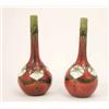 Image 1 : A pair of Minton Secessionist vases, globe and shaft form tubed with stylised foliage against a p...