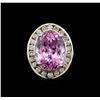 Image 2 : 14KT White Gold 16.20 ctw Kunzite and Diamond Ring