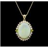 Image 1 : 14KT Yellow Gold 13.65 ctw Opal, Peridot and Diamond Pendant With Chain