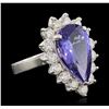 Image 1 : 14KT White Gold 5.38 ctw Tanzanite and Diamond Ring