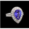 Image 1 : 14KT White Gold 4.26 ctw Tanzanite and Diamond Ring