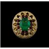 Image 2 : 14KT Yellow Gold 3.89 ctw Emerald, Ruby and Diamond Ring