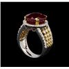 Image 4 : 14KT Two-Tone Gold 9.57 ctw Ruby and Diamond Ring